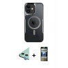 MARSİLYAN™- iPhone 11 Kılıf Yadigar Klasik Özel Seri - Siyah 34D Hayalet Izgaralı Cam + Raze Metal Kamera Lens - MI