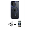 MARSİLYAN™- iPhone 11 Kılıf Yadigar Klasik Özel Seri - Siyah 34D Hayalet Izgaralı Cam + Raze Metal Kamera Lens - GS