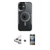 MARSİLYAN™- iPhone 11 Kılıf Yadigar Klasik Özel Seri - Siyah 34D Hayalet Izgaralı Cam + Raze Metal Kamera Lens - GS