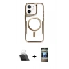 MARSİLYAN™- iPhone 11 Kılıf Yadigar Klasik Özel Seri - Siyah 34D Hayalet Izgaralı Cam + Kamera Lens Koruma Cam - SF