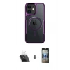 MARSİLYAN™- iPhone 11 Kılıf Yadigar Klasik Özel Seri - Siyah 34D Hayalet Izgaralı Cam + Kamera Lens Koruma Cam - SF