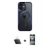 MARSİLYAN™- iPhone 11 Kılıf Yadigar Klasik Özel Seri - Siyah 34D Hayalet Izgaralı Cam + Kamera Lens Koruma Cam - SF
