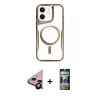 MARSİLYAN™- iPhone 11 Kılıf Yadigar Klasik Özel Seri - Siyah 34D Hayalet Izgaralı Cam + Raze Metal Kamera Lens - SH