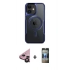 MARSİLYAN™- iPhone 11 Kılıf Yadigar Klasik Özel Seri - Siyah 34D Hayalet Izgaralı Cam + Raze Metal Kamera Lens - SH