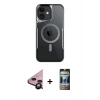 MARSİLYAN™- iPhone 11 Kılıf Yadigar Klasik Özel Seri - Siyah 34D Hayalet Izgaralı Cam + Raze Metal Kamera Lens - SH