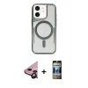 MARSİLYAN™- iPhone 11 Kılıf Yadigar Klasik Özel Seri - Siyah 34D Hayalet Izgaralı Cam + Raze Metal Kamera Lens - SH