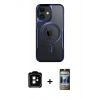 MARSİLYAN™- iPhone 11 Kılıf Yadigar Klasik Özel Seri - Siyah 34D Hayalet Izgaralı Cam + PVD Metal Kamera Lens - TU