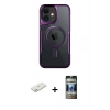 MARSİLYAN™- iPhone 11 Kılıf Yadigar Klasik Özel Seri - Siyah 34D Hayalet Izgaralı Cam + Renkli Kamera Lens Koruma Cam - TU