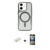 MARSİLYAN™- iPhone 11 Kılıf Yadigar Klasik Özel Seri - Siyah 34D Hayalet Izgaralı Cam + Renkli Kamera Lens Koruma Cam - TU