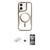 MARSİLYAN™- iPhone 11 Kılıf Yadigar Klasik Özel Seri - Siyah 34D Hayalet Izgaralı Cam + Renkli Kamera Lens Koruma Cam - TU