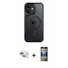 MARSİLYAN™- iPhone 11 Kılıf Yadigar Klasik Özel Seri - Siyah 34D Hayalet Izgaralı Cam + Yeşil Pers Alüminyum Kamera Lens