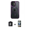 MARSİLYAN™- iPhone 11 Kılıf Yadigar Klasik Özel Seri - Siyah 34D Hayalet Izgaralı Cam + PVD Metal Kamera Lens - YL