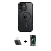 MARSİLYAN™- iPhone 11 Kılıf Yadigar Klasik Özel Seri - Siyah 360 Mat Full Body Arka Koruyucu + Kamera Lens Koruma Cam - SF