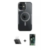 MARSİLYAN™- iPhone 11 Kılıf Yadigar Klasik Özel Seri - Siyah 360 Mat Full Body Arka Koruyucu + Kamera Lens Koruma Cam - SF