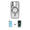 MARSİLYAN™- iPhone 11 Kılıf Yadigar Klasik Özel Seri - Siyah 360 Mat Full Body Arka Koruyucu + Neon Fosforlu Kamera Lens - TU