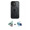 MARSİLYAN™- iPhone 11 Kılıf Yadigar Klasik Özel Seri - Siyah 3D Antistatik Cam Ekran Koruyucu + Raze Metal Kamera Lens - KI