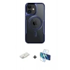 MARSİLYAN™- iPhone 11 Kılıf Yadigar Klasik Özel Seri - Siyah 3D Antistatik Cam Ekran Koruyucu + Renkli Kamera Lens Koruma Cam - PE