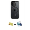 MARSİLYAN™- iPhone 11 Kılıf Yadigar Klasik Özel Seri - Siyah 3D Antistatik Cam Ekran Koruyucu + Rainbow Kamera Lens Koruma Cam - KI