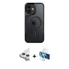 MARSİLYAN™- iPhone 11 Kılıf Yadigar Klasik Özel Seri - Siyah 3D Antistatik Cam Ekran Koruyucu + Raze Metal Kamera Lens - GS