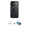 MARSİLYAN™- iPhone 11 Kılıf Yadigar Klasik Özel Seri - Siyah 3D Antistatik Cam Ekran Koruyucu + Renkli Kamera Lens Koruma Cam - TU