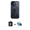 MARSİLYAN™- iPhone 11 Kılıf Yadigar Klasik Özel Seri - Siyah 3D Antistatik Cam Ekran Koruyucu + PVD Metal Kamera Lens - YL