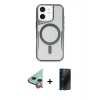 MARSİLYAN™- iPhone 11 Kılıf Yadigar Klasik Özel Seri - Siyah 3D Antistatik Hayalet Cam Ekran Koruyucu + Raze Metal Kamera Lens - KI