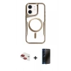 MARSİLYAN™- iPhone 11 Kılıf Yadigar Klasik Özel Seri - Siyah 3D Antistatik Hayalet Cam Ekran Koruyucu + Pers Alüminyum Kamera Lens - KI
