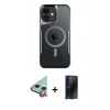 MARSİLYAN™- iPhone 11 Kılıf Yadigar Klasik Özel Seri - Siyah 3D Antistatik Hayalet Cam Ekran Koruyucu + Raze Metal Kamera Lens - KI