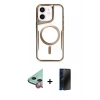 MARSİLYAN™- iPhone 11 Kılıf Yadigar Klasik Özel Seri - Siyah 3D Antistatik Hayalet Cam Ekran Koruyucu + Raze Metal Kamera Lens - KI
