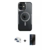 MARSİLYAN™- iPhone 11 Kılıf Yadigar Klasik Özel Seri - Siyah 3D Antistatik Hayalet Cam Ekran Koruyucu + Pers Alüminyum Kamera Lens - LT