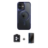 MARSİLYAN™- iPhone 11 Kılıf Yadigar Klasik Özel Seri - Siyah 3D Antistatik Hayalet Cam Ekran Koruyucu + PVD Metal Kamera Lens - MI