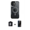 MARSİLYAN™- iPhone 11 Kılıf Yadigar Klasik Özel Seri - Siyah 3D Antistatik Hayalet Cam Ekran Koruyucu + PVD Metal Kamera Lens - MI