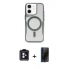 MARSİLYAN™- iPhone 11 Kılıf Yadigar Klasik Özel Seri - Siyah 3D Antistatik Hayalet Cam Ekran Koruyucu + PVD Metal Kamera Lens - MI