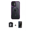 MARSİLYAN™- iPhone 11 Kılıf Yadigar Klasik Özel Seri - Siyah 3D Antistatik Hayalet Cam Ekran Koruyucu + PVD Metal Kamera Lens - MI