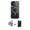 MARSİLYAN™- iPhone 11 Kılıf Yadigar Klasik Özel Seri - Siyah 3D Antistatik Hayalet Cam Ekran Koruyucu + Raze Metal Kamera Lens - MR