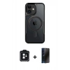 MARSİLYAN™- iPhone 11 Kılıf Yadigar Klasik Özel Seri - Siyah 3D Antistatik Hayalet Cam Ekran Koruyucu + PVD Metal Kamera Lens - SH