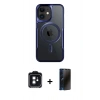 MARSİLYAN™- iPhone 11 Kılıf Yadigar Klasik Özel Seri - Siyah 3D Antistatik Hayalet Cam Ekran Koruyucu + PVD Metal Kamera Lens - SH