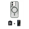 MARSİLYAN™- iPhone 11 Kılıf Yadigar Klasik Özel Seri - Siyah 3D Antistatik Hayalet Cam Ekran Koruyucu + PVD Metal Kamera Lens - SH