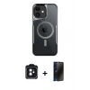 MARSİLYAN™- iPhone 11 Kılıf Yadigar Klasik Özel Seri - Siyah 3D Antistatik Hayalet Cam Ekran Koruyucu + PVD Metal Kamera Lens - SH