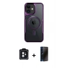MARSİLYAN™- iPhone 11 Kılıf Yadigar Klasik Özel Seri - Siyah 3D Antistatik Hayalet Cam Ekran Koruyucu + PVD Metal Kamera Lens - SH