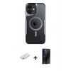 MARSİLYAN™- iPhone 11 Kılıf Yadigar Klasik Özel Seri - Siyah 3D Antistatik Hayalet Cam Ekran Koruyucu + Renkli Kamera Lens Koruma Cam - SI