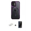 MARSİLYAN™- iPhone 11 Kılıf Yadigar Klasik Özel Seri - Siyah 3D Antistatik Hayalet Cam Ekran Koruyucu + Renkli Kamera Lens Koruma Cam - SI