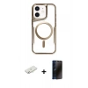 MARSİLYAN™- iPhone 11 Kılıf Yadigar Klasik Özel Seri - Siyah 3D Antistatik Hayalet Cam Ekran Koruyucu + Renkli Kamera Lens Koruma Cam - SI