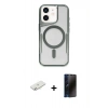 MARSİLYAN™- iPhone 11 Kılıf Yadigar Klasik Özel Seri - Siyah 3D Antistatik Hayalet Cam Ekran Koruyucu + Renkli Kamera Lens Koruma Cam - SI
