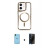 MARSİLYAN™- iPhone 11 Kılıf Yadigar Klasik Özel Seri - Siyah 3D Antistatik Hayalet Cam Ekran Koruyucu + Neon Fosforlu Kamera Lens - YL