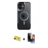 MARSİLYAN™- iPhone 11 Kılıf Yadigar Klasik Özel Seri - Siyah 3D Antistatik Mat Seramik Nano Ekran Koruyucu + Rainbow Kamera Lens Koruma Cam - KI
