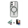 MARSİLYAN™- iPhone 11 Kılıf Yadigar Klasik Özel Seri - Siyah 3D Antistatik Mat Seramik Nano Ekran Koruyucu + Kırmızı Raze Metal Kamera Lens