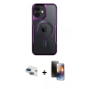 MARSİLYAN™- iPhone 11 Kılıf Yadigar Klasik Özel Seri - Siyah 3D Antistatik Mat Seramik Nano Ekran Koruyucu + Lacivert Pers Alüminyum Kamera Lens