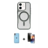 MARSİLYAN™- iPhone 11 Kılıf Yadigar Klasik Özel Seri - Siyah 3D Antistatik Mat Seramik Nano Ekran Koruyucu + Neon Fosforlu Kamera Lens - TU