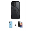 MARSİLYAN™- iPhone 11 Kılıf Yadigar Klasik Özel Seri - Siyah 3D Antistatik Mat Seramik Nano Ekran Koruyucu + Neon Fosforlu Kamera Lens - TU